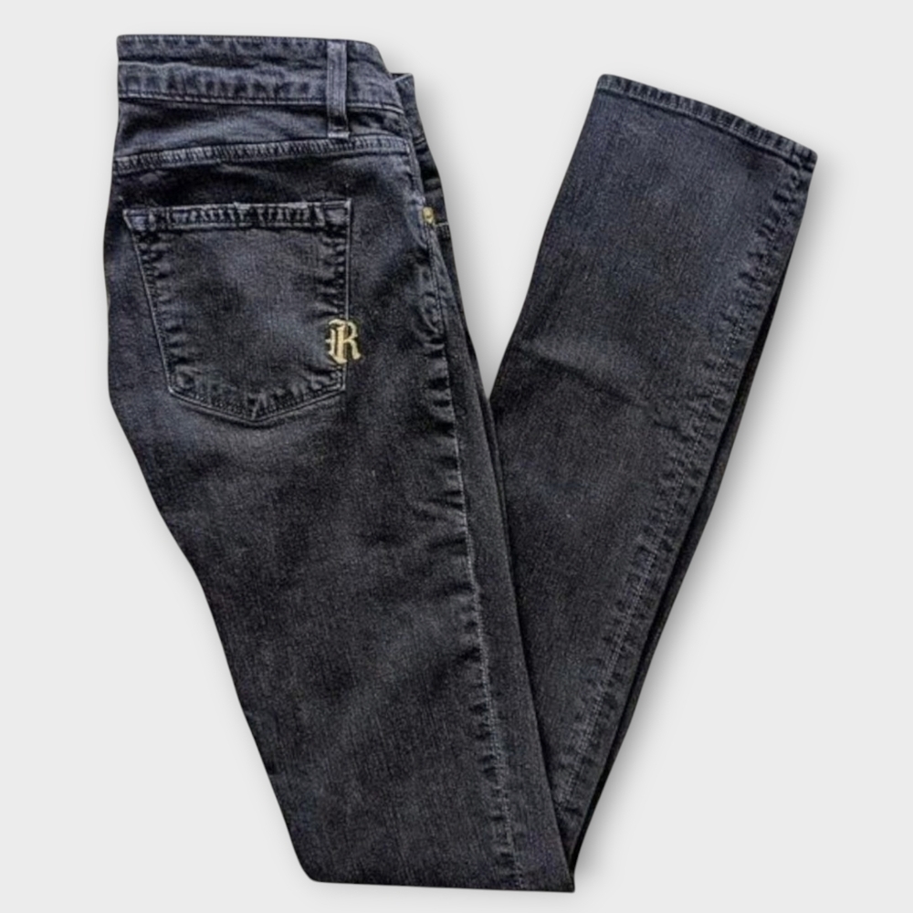 Rich & Skinny Size 25 Straight leg Jeans Black Vintage